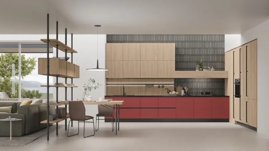 Young 01 Noce Marino, Corallo, top laminato Fossil Brown lucido.