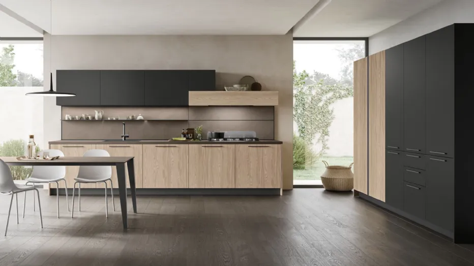 Infiinty 09 Rovere Spiga, Nero, top laminato Malta Ombra
